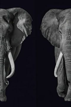 Olifant, Loxodonta.  Afrika. Zwart wit van Gert Hilbink