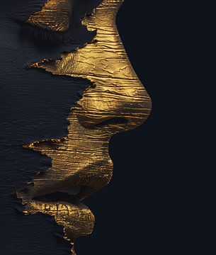 Gouden Fragmenten op een Donker Zijprofiel van Color Square