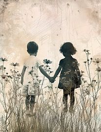 Hand im Blumenfeld von Bianca ter Riet