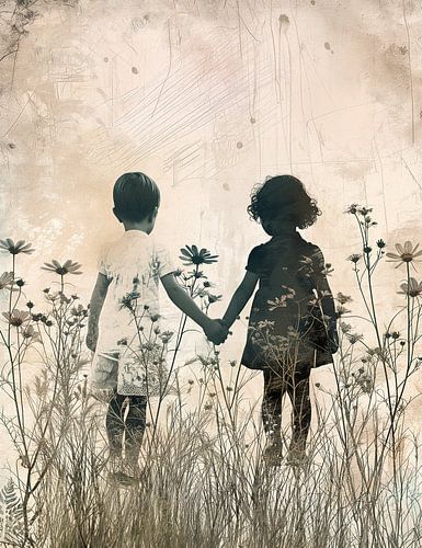 Main dans un champ de fleurs