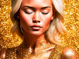 Mooie vrouw met gouden kleuren