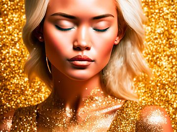 Beautiful woman with gold colours by Mustafa Kurnaz