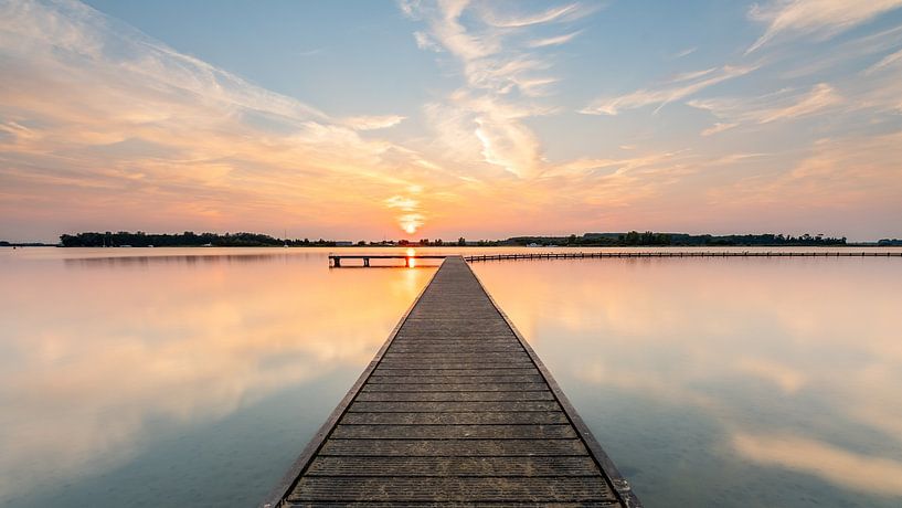 Long exposure zonsondergang bij Veerse Meer van Jan Poppe