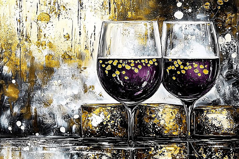 Abstrait avec verres à vin par Art & Soul Creations