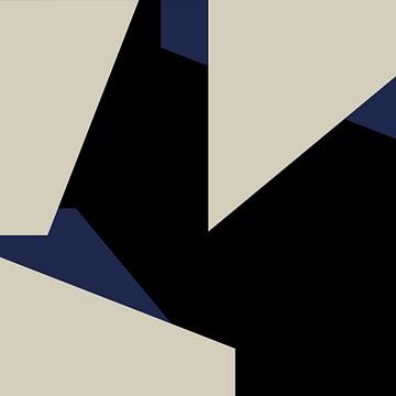 Abstracte Geometrische Vormen in Blauw, Zwart, Wit nr. 4 van Dina Dankers
