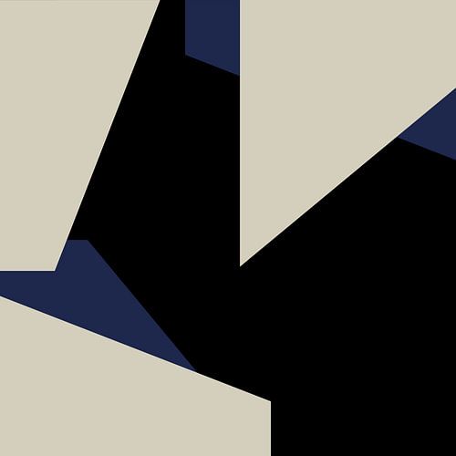 Formes géométriques abstraites en bleu, noir et blanc no. 4