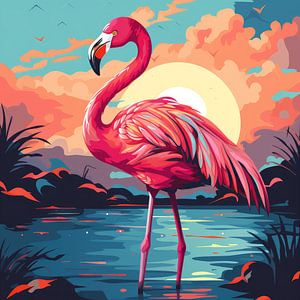 Flamingo Pop Art Poster Print van Niklas Maximilian