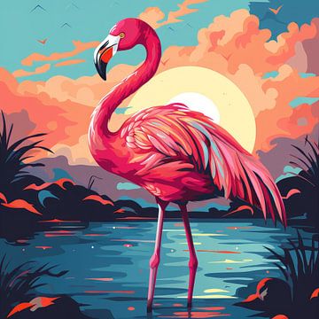 Flamingo Pop Art Poster Print by Niklas Maximilian