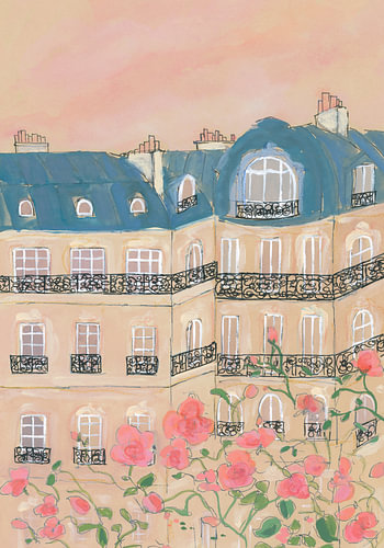 Sunset Over Paris Buildings