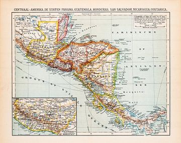 Vintage kaart Centraal Amerika van Studio Wunderkammer