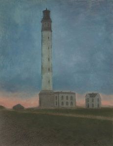 Léon Spilliaert - Der Leuchtturm von Ostende bei Sonnenaufgang (1909)