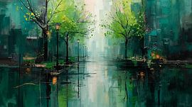 Architektonische Abstraktion in Anthrazit & Smaragdgrün