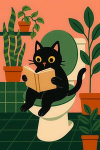 Katze auf der Toilette - Lesen mit Stil