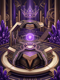 Hemelse energiesfeer, altaar, heilige geometrie, art deco, kosmische grafische illustratie van The Deeper Way