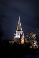 Drying tower at night