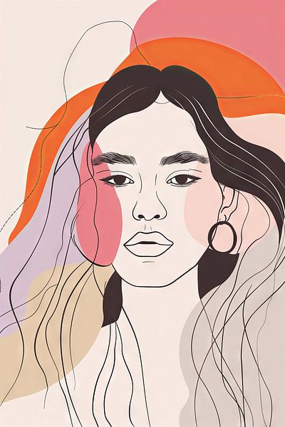 Frauenporträt in Line Art von Poster Art Shop