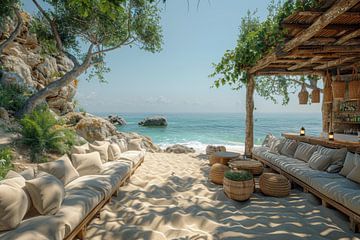 Photo of a beach lounge bar overlooking the sea by BowiScapes abstract and digital art