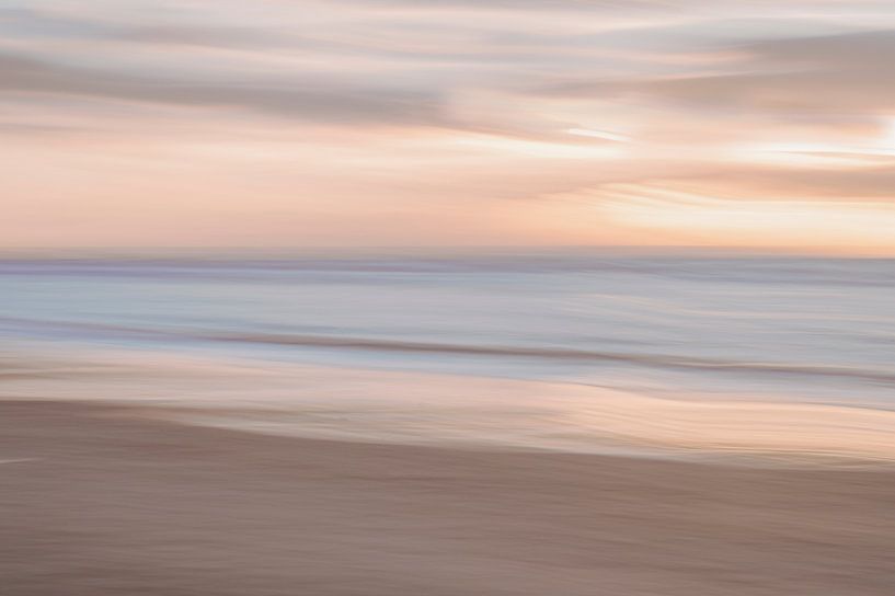 Long exposure abstract beige and blue pastel art print - neutral colours nature photography by Christa Stroo photography