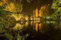 Brug en Poertoren bij nacht 