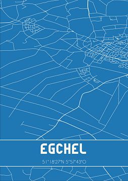 Blauwdruk | Landkaart | Egchel (Limburg) van MijnStadsPoster