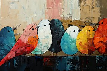 Vogels: De Vrijwillige Vrijwilliger van Abstract Schilderij