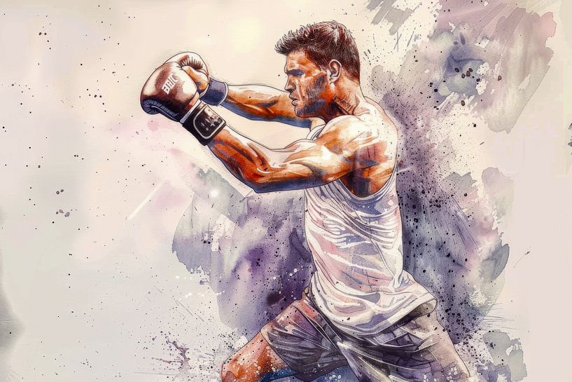 Zeichnung, Aquarell, Sport, Boxer -3 von Peter Pen Zeichnungen und Gemälde