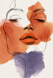 Zusammenfassung: Frauenporträt in Orange und Violett von SPEQ ART