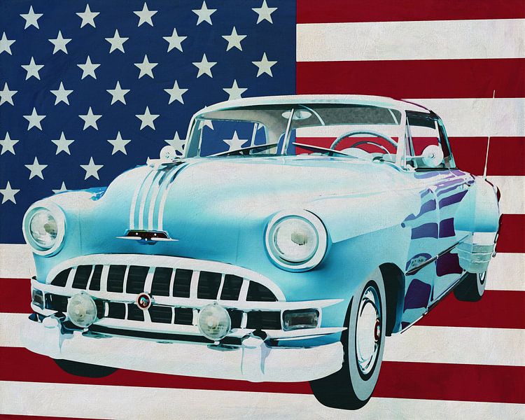 Pontiac Chieftain Hard Top 1950 mit der Flagge der U.S.A. von Jan Keteleer