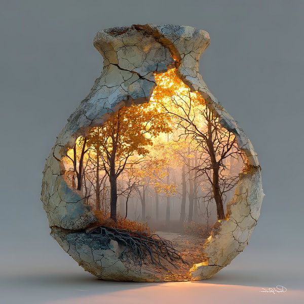 Nature in a Stone Jar by Gelissen Artworks