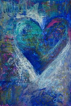 Blauw hart abstract van Iris Holzer Richardson