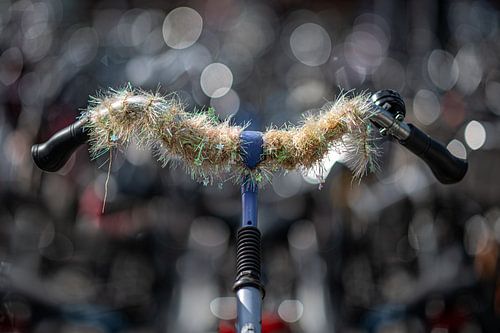 Guidon décoré d'une bicyclette avec une très faible profondeur de champ sur Harrie Muis