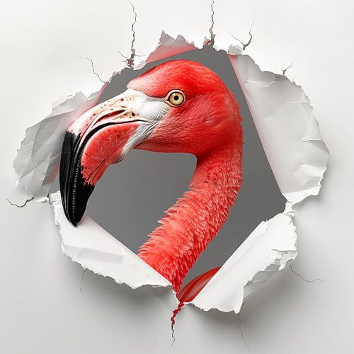 Flamingo uit de muur