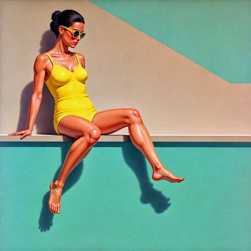 Zonovergoten Elegantie Vrouw in Geel