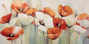 Coquelicots rouges et blancs sur Bert Nijholt