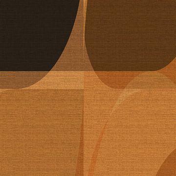 Retro-geometrie nr. 3. Abstracte vormen in bruine kleuren op linnen. van Dina Dankers
