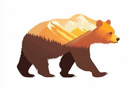 Bär und Berge von Poster Art Shop