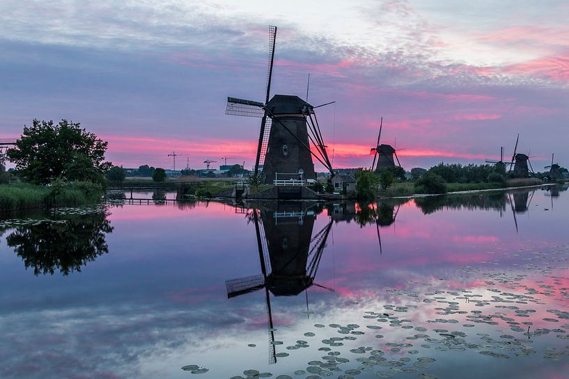 Zonsondergang Kinderdijk van Mark den Boer