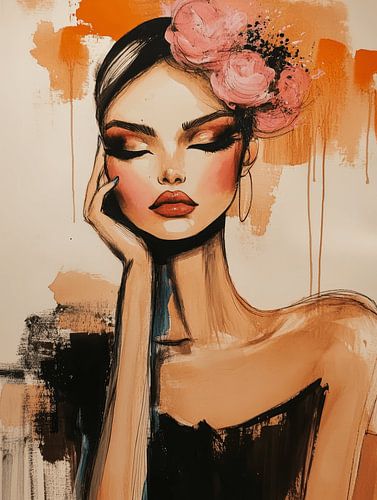 Portrait moderne aux couleurs chaudes