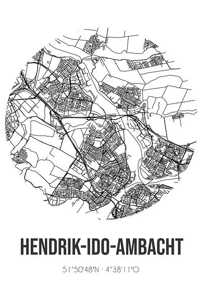 Hendrik-Ido-Ambacht (Zuid-Holland) | Landkaart | Zwart-wit van Stad & Wand