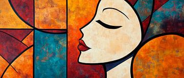 Coloured profile view of a woman by Poster Art Shop