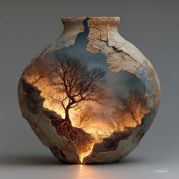 Nature in a Stone Jar by Gelissen Artworks