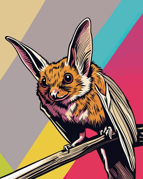 Merveilles ailées - La chauve-souris alpine à longues oreilles dans le Pop Art par SOTA ArtSign