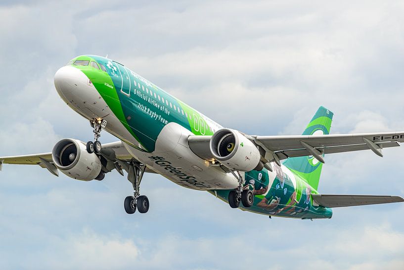 Airbus A320 d'Aer Lingus aux couleurs de l'équipe irlandaise de rugby. par Jaap van den Berg