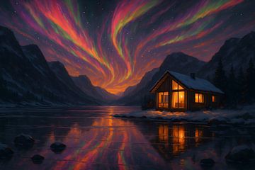 Aurora Haven: Eine Hütte unter dem kosmischen Himmel von ArtOnEverything