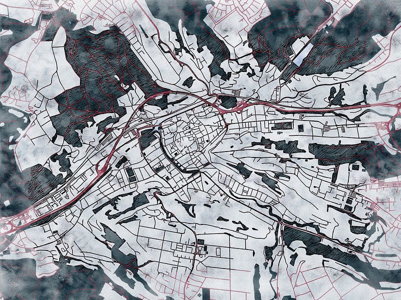 Map of Schwäbisch Gmünd with the style 'White Winter' by Maporia