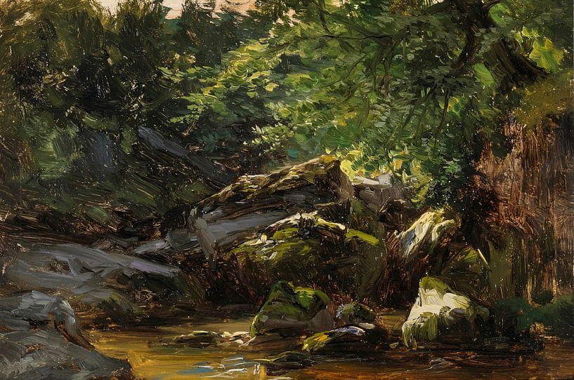 Carlos de Haes-Creek-Steinlandschaft, Antike Landschaft von finemasterpiece