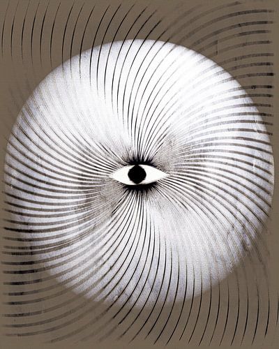 Moon Geometry Retro Art Deco Surrealism Warm Grey