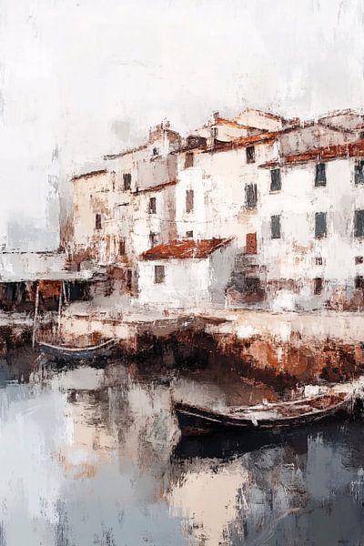 Vieux bâtiments au bord de l'eau par Imperial Art House