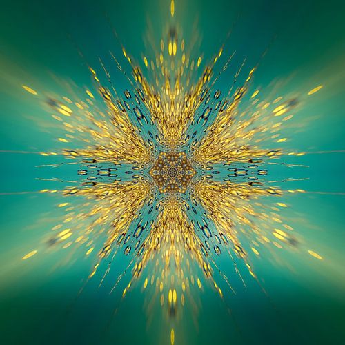 Mandala splashing water drops by Sabine Wagner