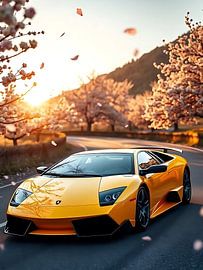 Lamborghini Murcielago Jaune Coucher de soleil Paysage 2
